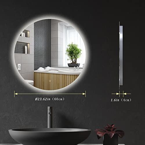 24 Inch Frameless Round Vanity LED Mirror Anti-Fog with Memory Function Buylikepro