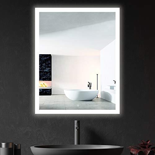 24 x 30 Inch LED Backlit Mirror Bathroom Vanity with Lights,Anti-Fog,Dimmable,CRI90+,Touch Button,Water Proof,Horizontal/Vertical,Lighted Mirror Wall Mounted,LED Mirror for Bathroom,LED Mirrors Buylikepro