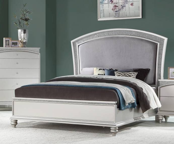 Maverick Queen Bed, Fabric & Platinum (1Set/3Ctn) 21800Q