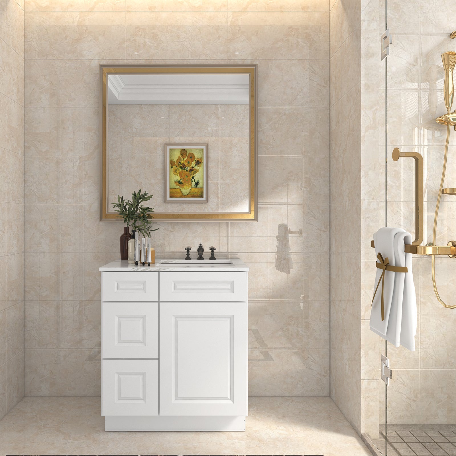 21"Dx30"Wx34-1/2"H Birch Solid Wood Bath Vanity Cabinet without Top V3021DL