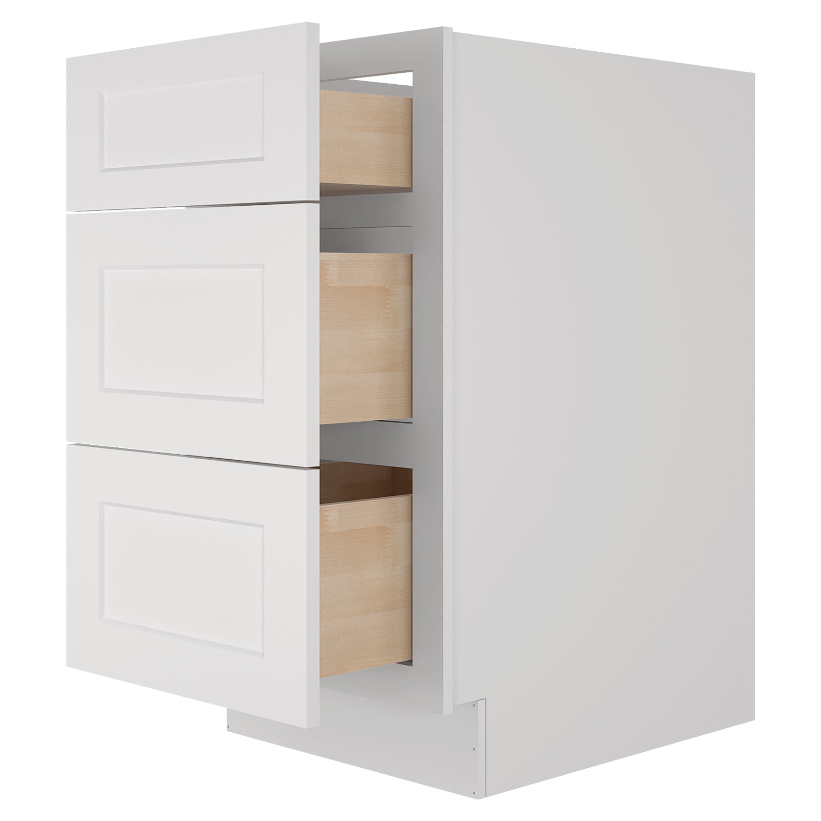 24"D Birch Solid Wood x 18"W x 34.5"H 3 Drawer Base Kitchen Cabinet 18" Wide 3DB18