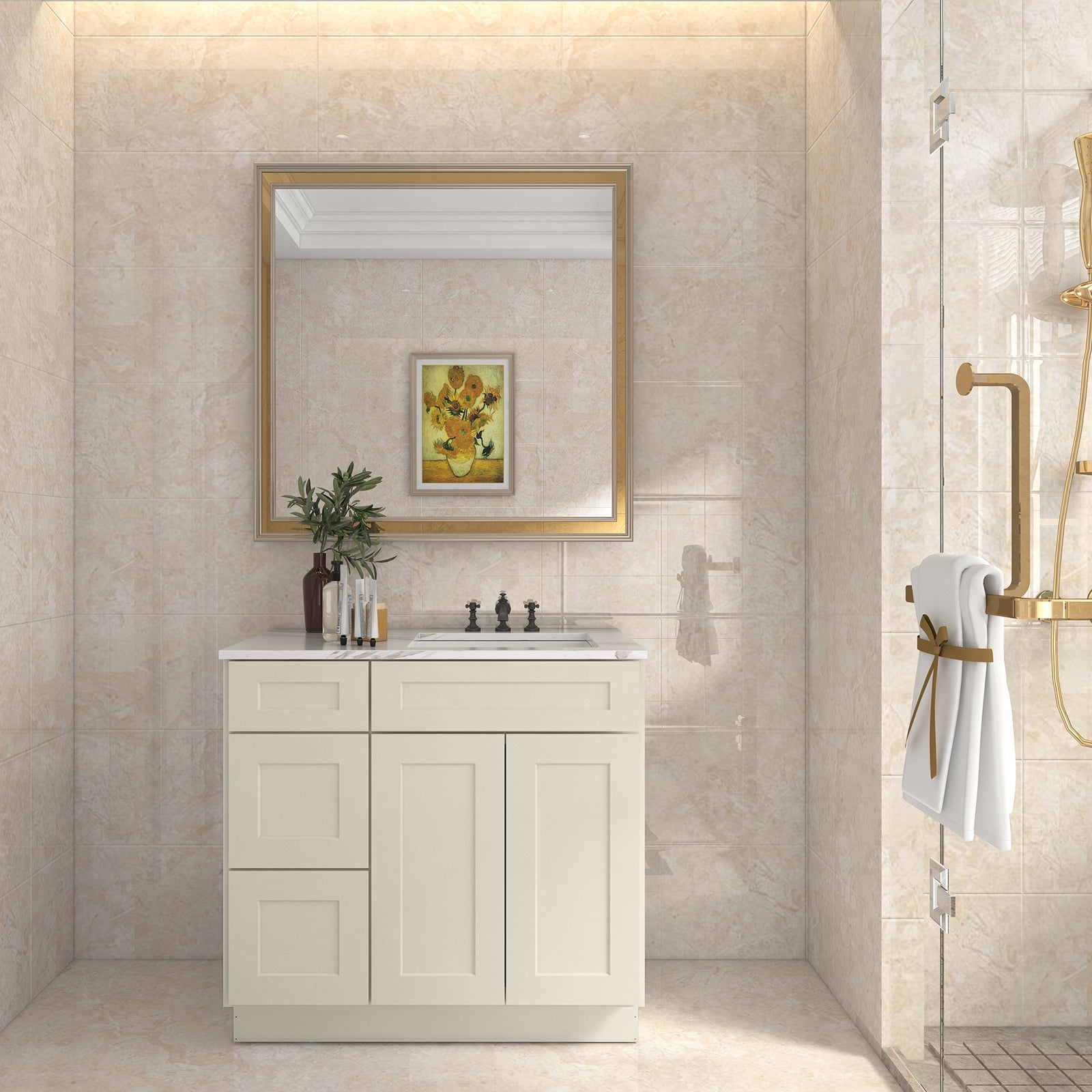 21"Dx36"Wx34-1/2"H Birch Solid Wood Bath Vanity Cabinet without Top V3621DL