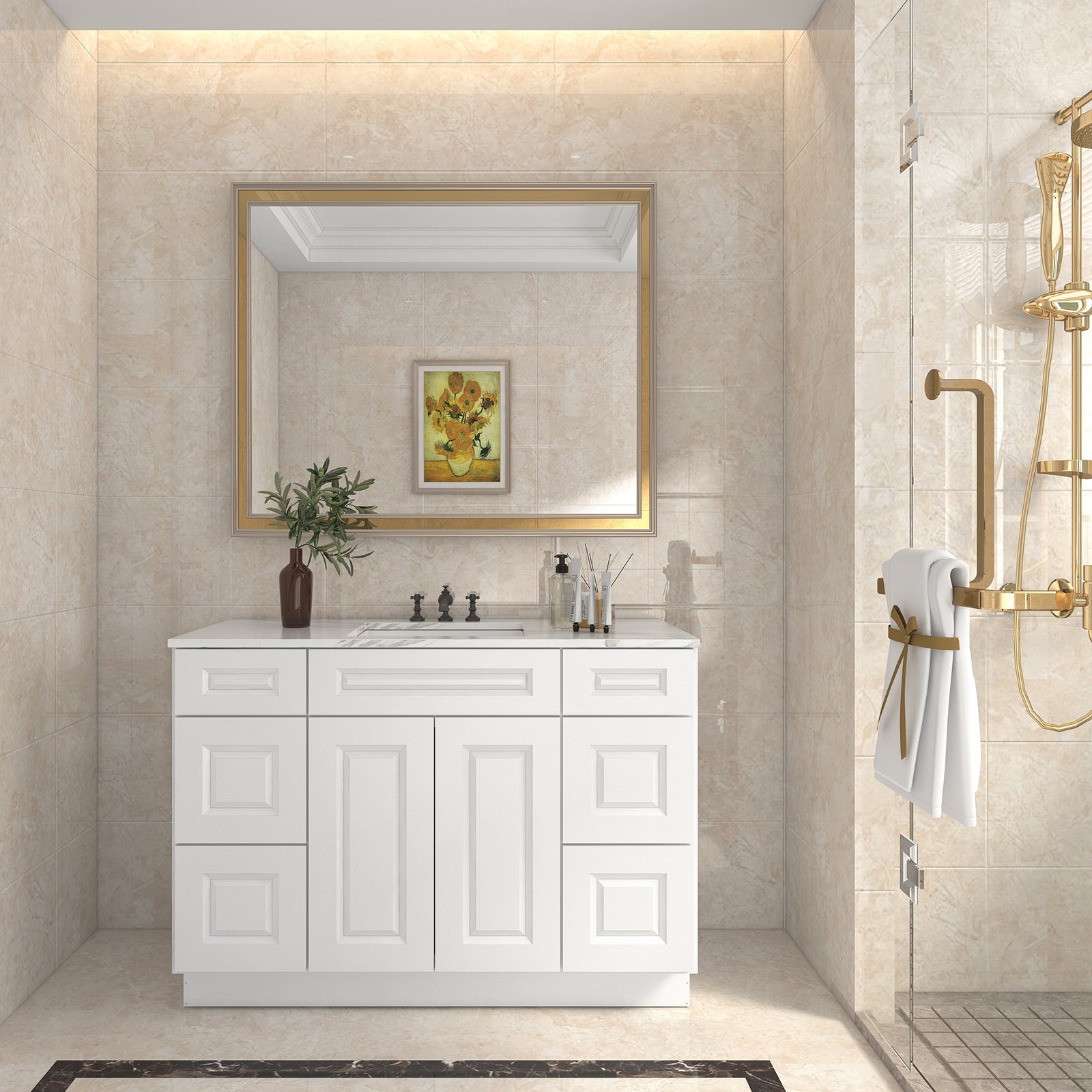 21"D Birch Solid Wood X 60"W X 34-1/2"H Bath Vanity Double Drawer Cabinet without Top VDDB60