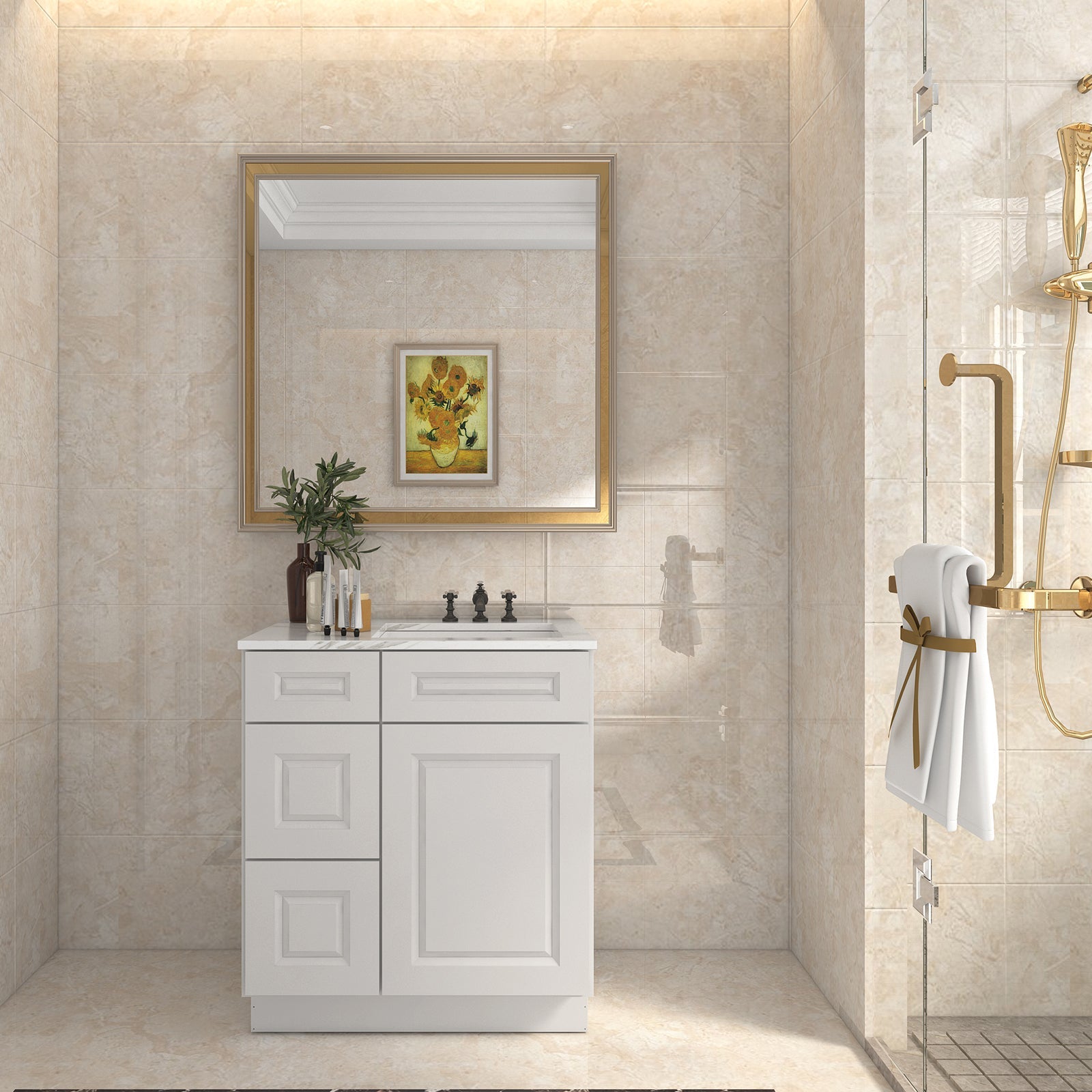 21"Dx30"Wx34-1/2"H Birch Solid Wood Bath Vanity Cabinet without Top V3021DL