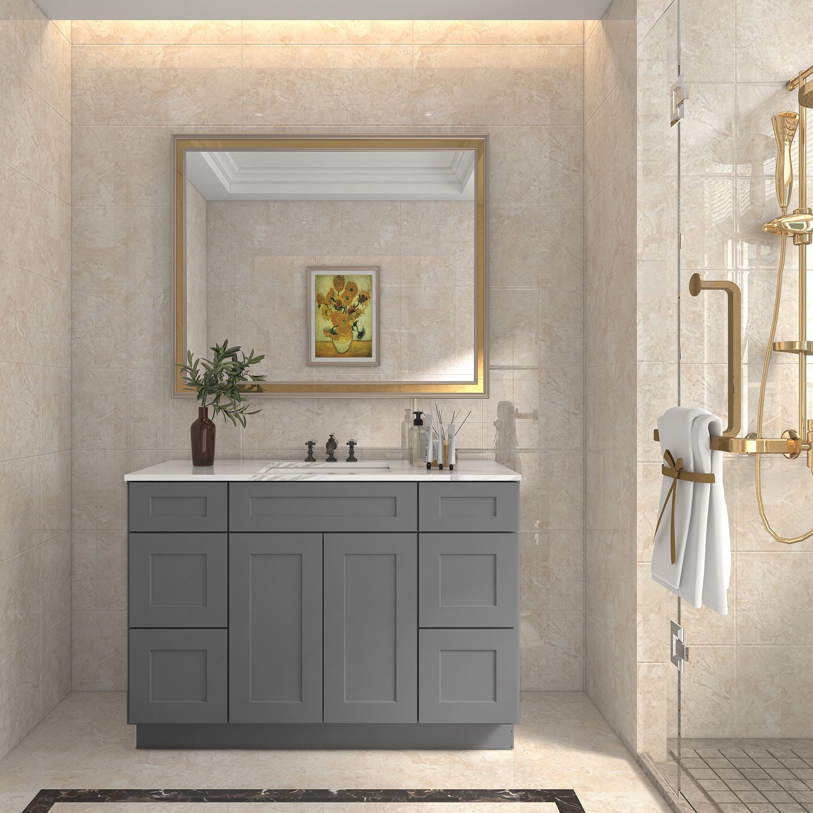 21"D Birch Solid Wood X 60"W X 34-1/2"H Bath Vanity Double Drawer Cabinet without Top VDDB60