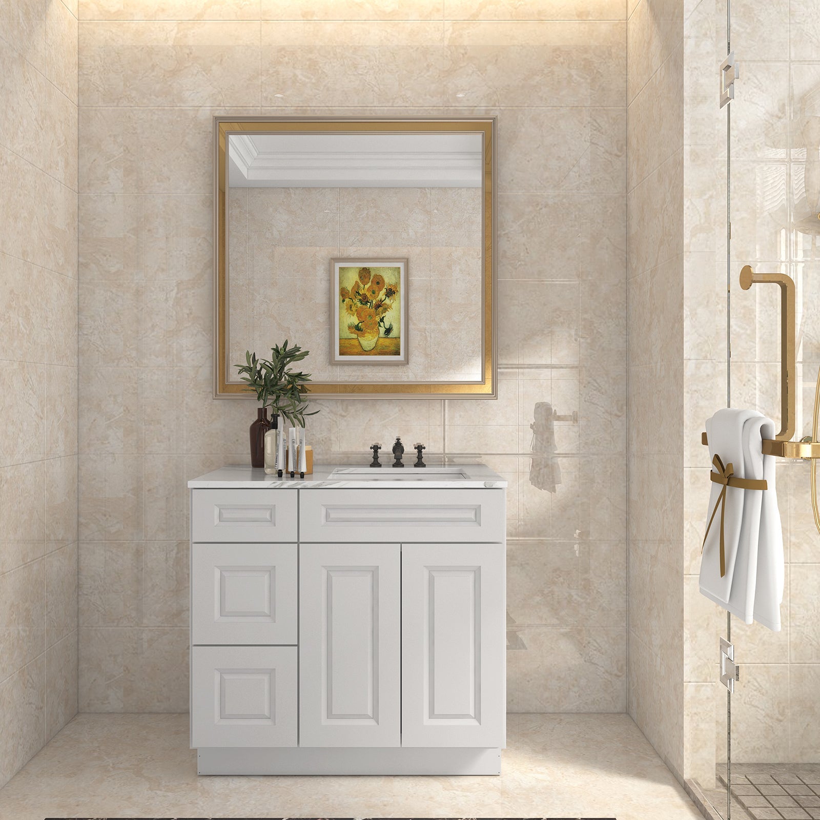 21"Dx36"Wx34-1/2"H Birch Solid Wood Bath Vanity Cabinet without Top V3621DL