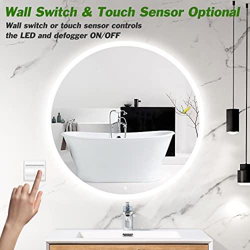 32 Inch LED Bathroom Mirror Round Vanity Mirror, Anti-Fog, Dimmable, 6000-6500K, Memory Function Led Wall Mirror for Bathroom, Vanity, Shaving Buylikepro
