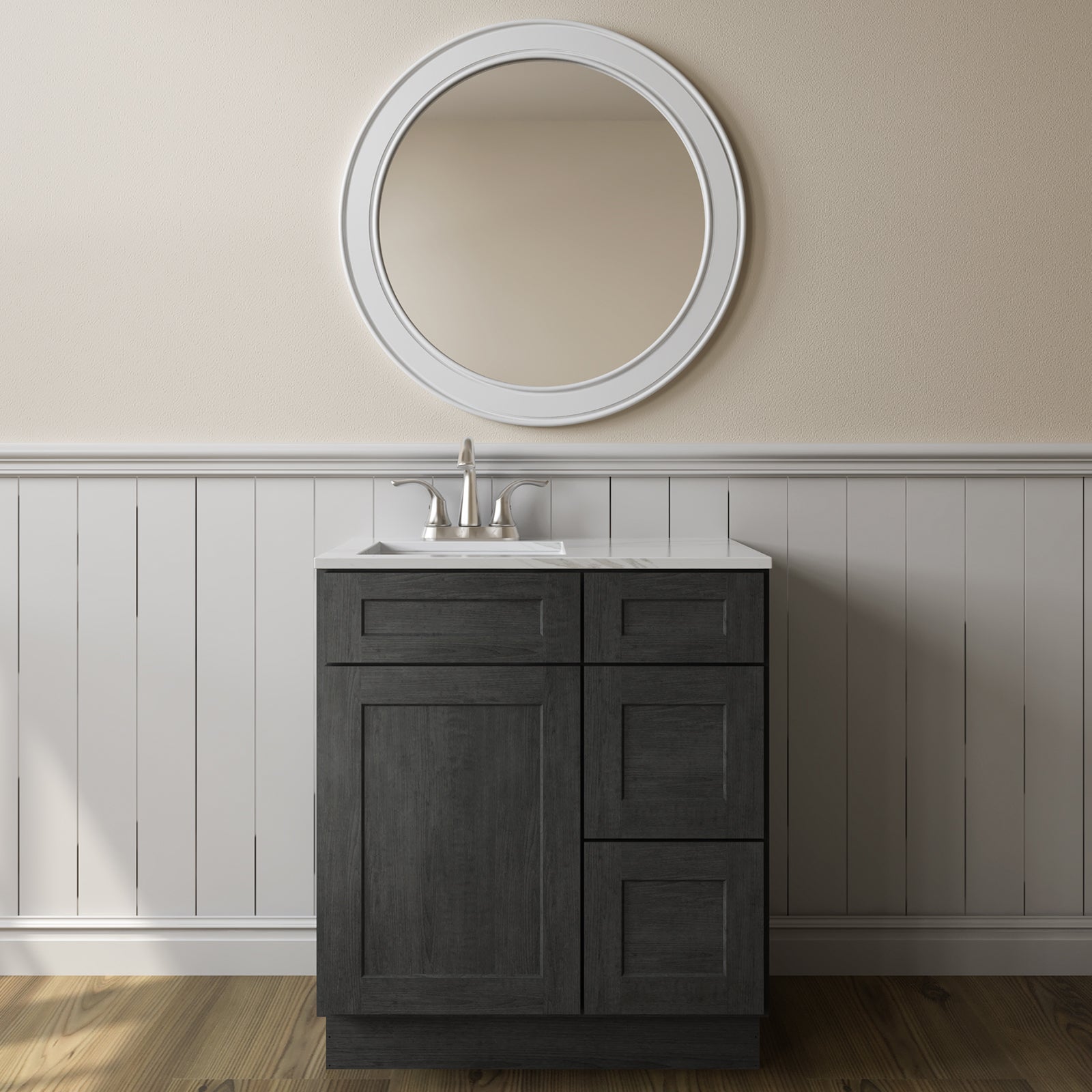21"Dx30"Wx34-1/2"H Birch Solid Wood Bath Vanity Cabinet without Top V3021DR