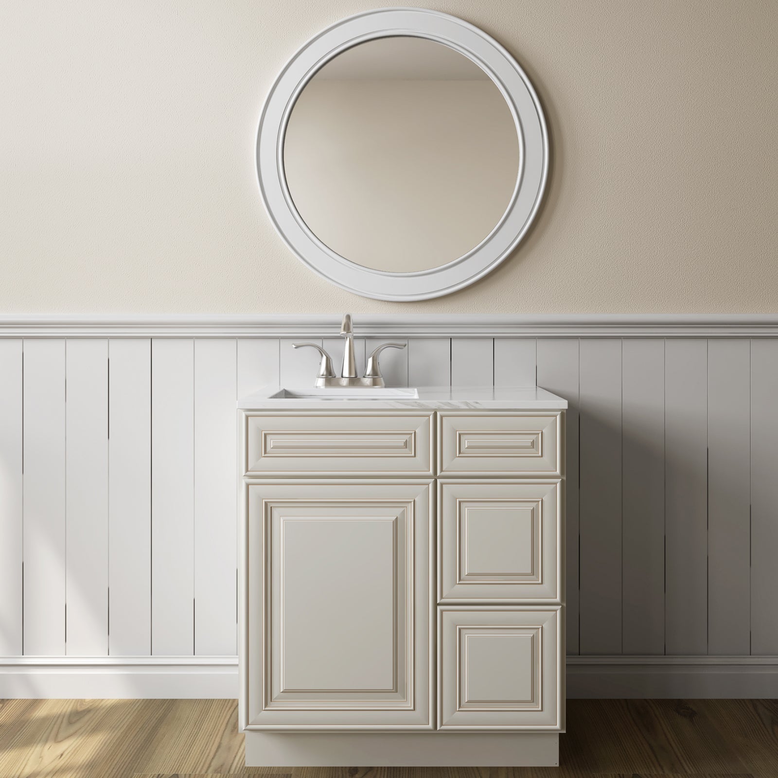 21"Dx30"Wx34-1/2"H Birch Solid Wood Bath Vanity Cabinet without Top V3021DR