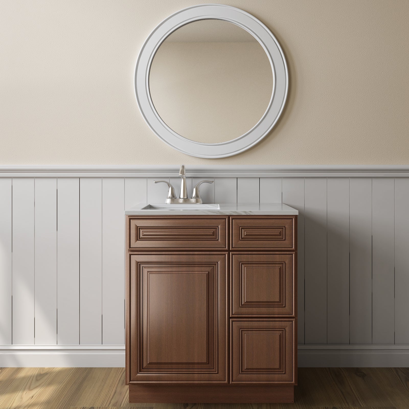 21"Dx30"Wx34-1/2"H Birch Solid Wood Bath Vanity Cabinet without Top V3021DR