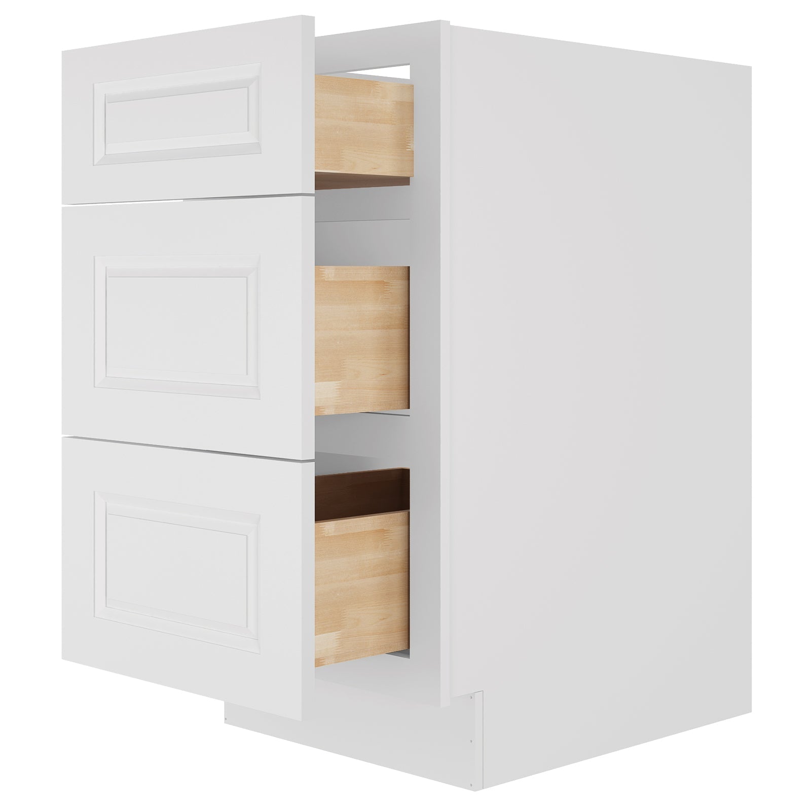 24"D Birch Solid Wood x 18"W x 34.5"H 3 Drawer Base Kitchen Cabinet 18" Wide 3DB18