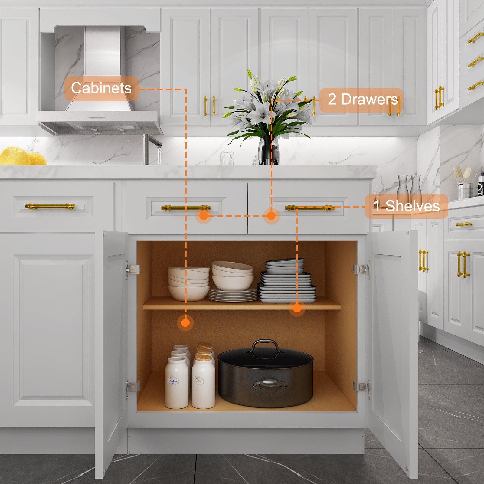 24"D Birch Solid Wood X 30"W X 34-1/2"H Base Kitchen Cabinet B30