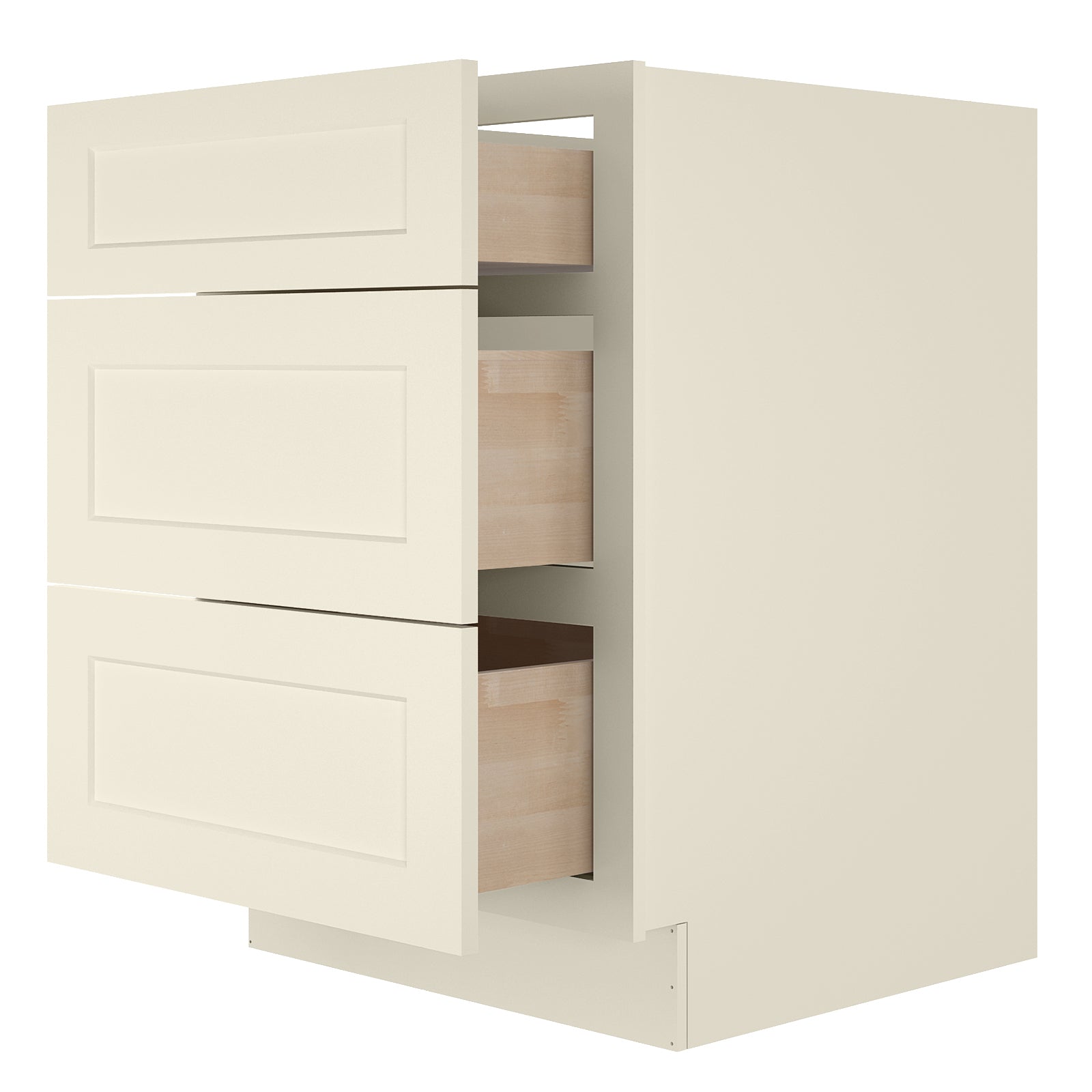 24"D Birch Solid Wood x 24"W x 34.5"H 3 Drawer Base Kitchen Cabinet 24" Wide 3DB24