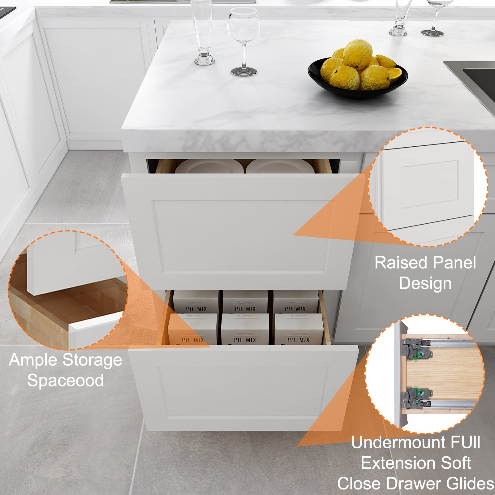 24"D Birch Solid Wood x 18"W x 34.5"H 2 Drawer Base Kitchen Cabinet 18" Wide 2DB18