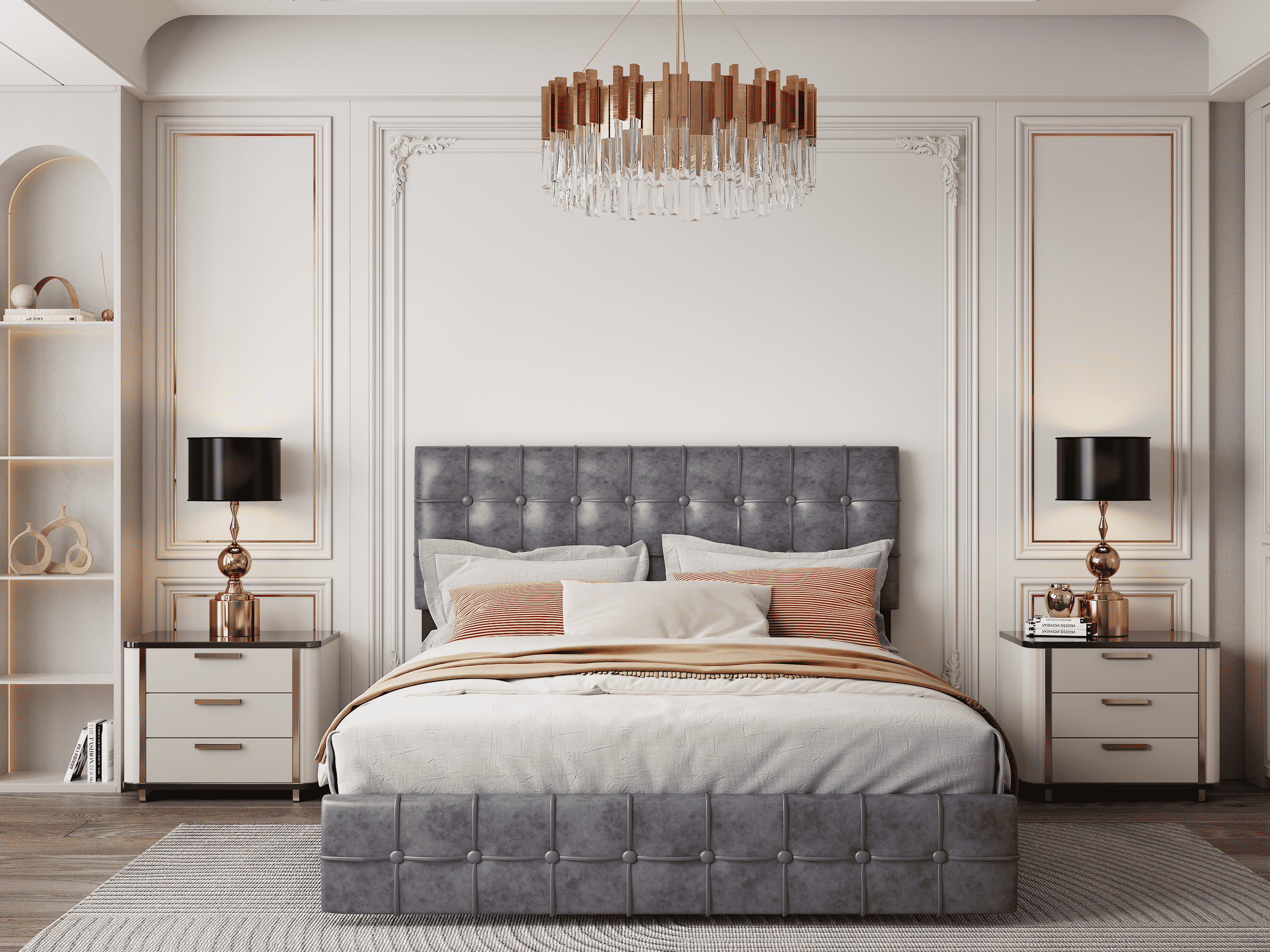 Queen Size Bed Frame, Modern Upholstered Platform Bed with Adjustable Headboard, Heavy Duty Button Tech cloth Bed Frame with Wood Slat Support, Easy Assembly, No Box Spring Needed (Grey, Queen)