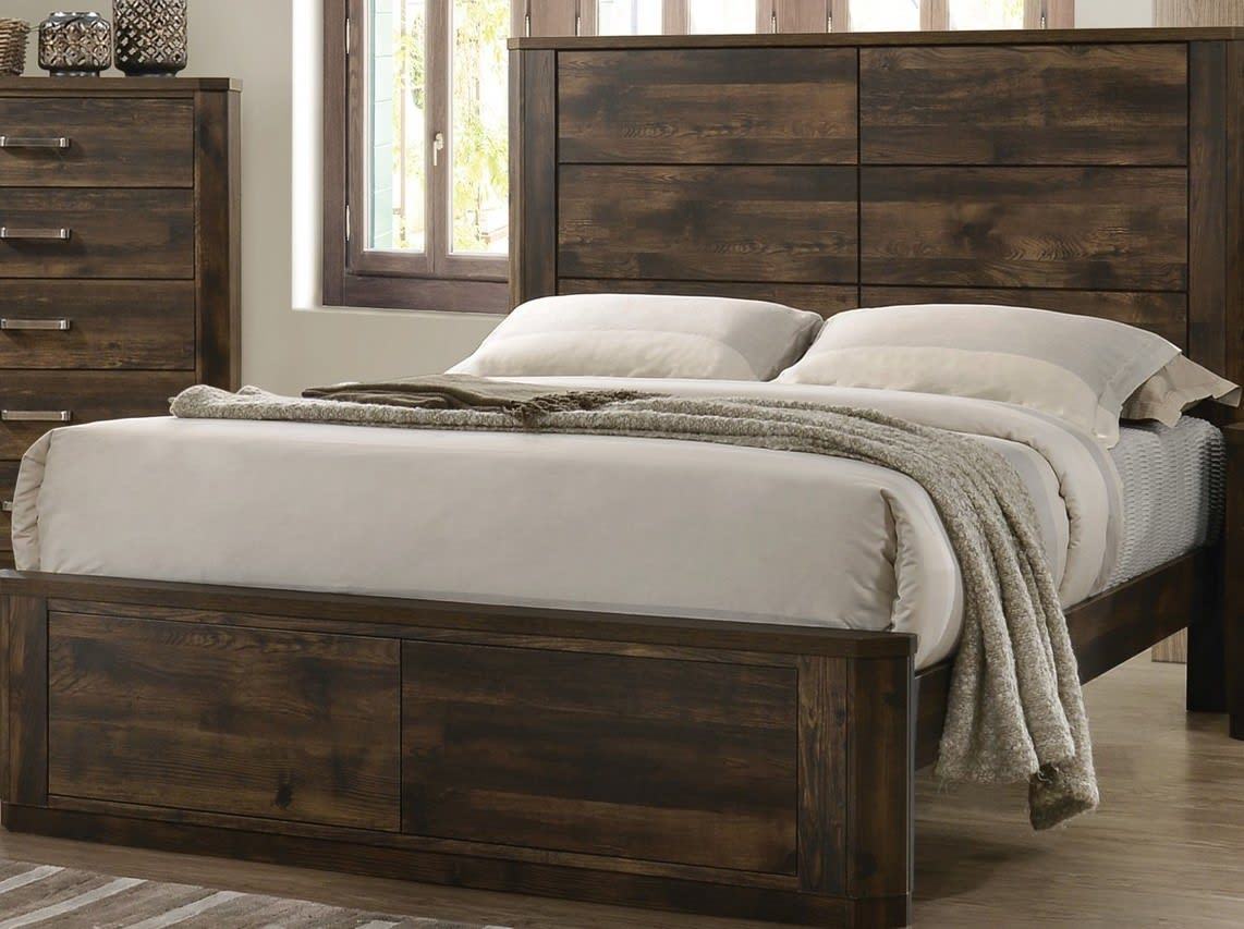 Elettra Eastern King Bed, Rustic Walnut (1Set/2Ctn) 24847EK
