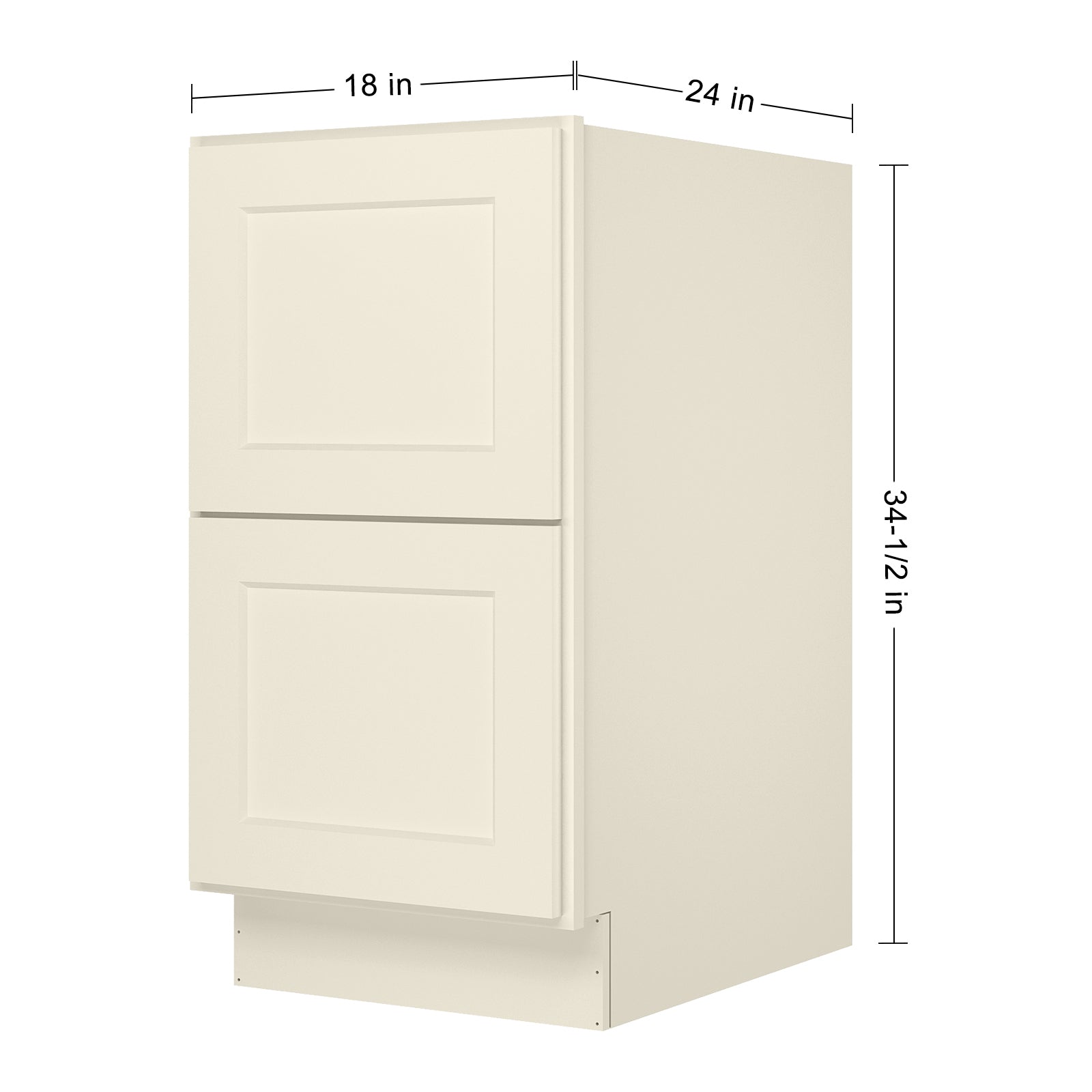 24"D Birch Solid Wood x 18"W x 34.5"H 2 Drawer Base Kitchen Cabinet 18" Wide 2DB18