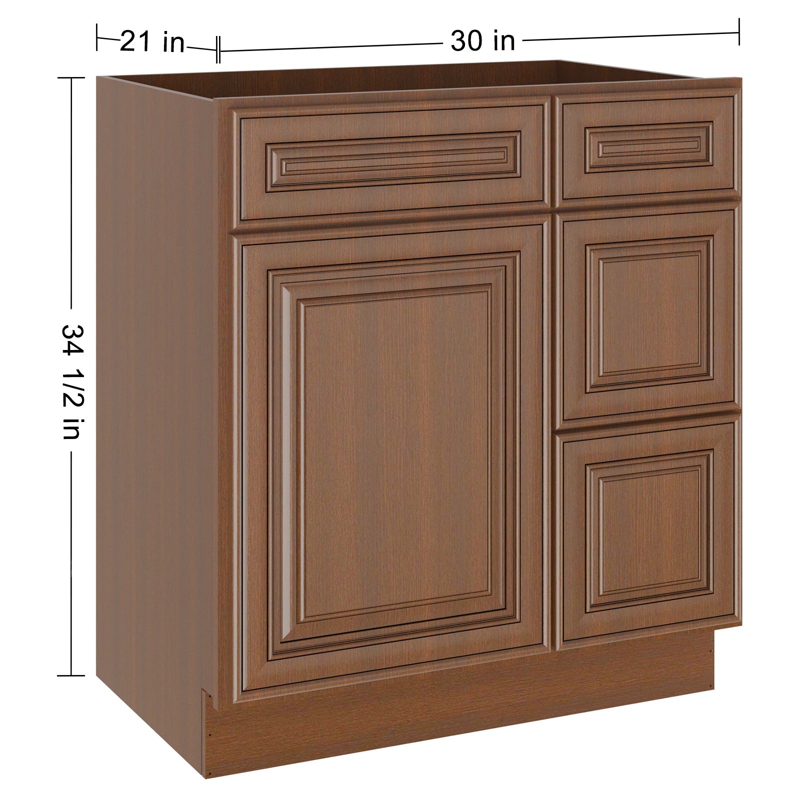 21"Dx30"Wx34-1/2"H Birch Solid Wood Bath Vanity Cabinet without Top V3021DR