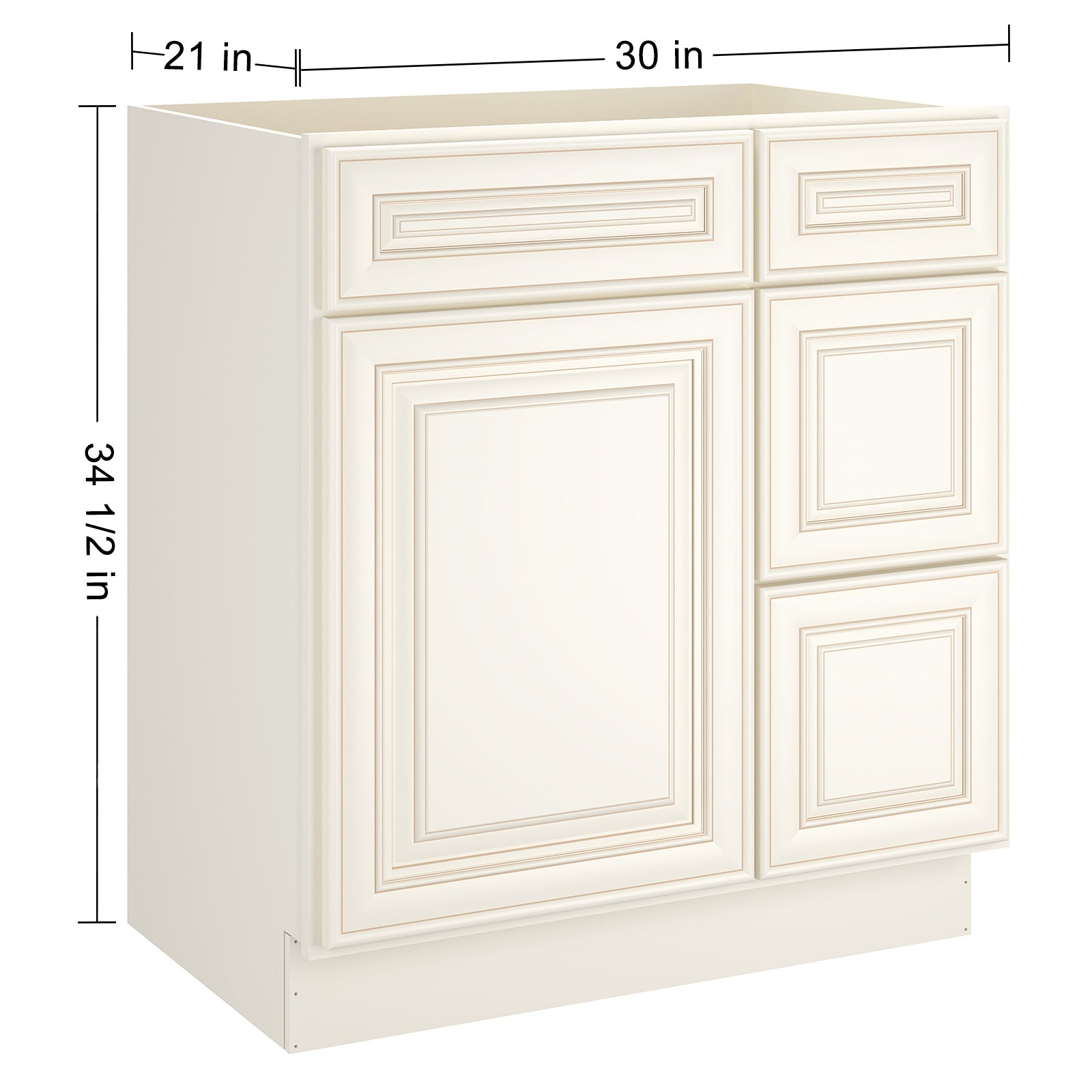 21"Dx30"Wx34-1/2"H Birch Solid Wood Bath Vanity Cabinet without Top V3021DR