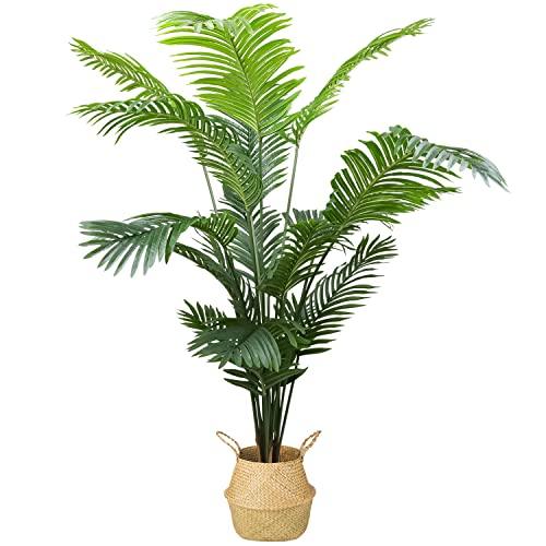 6ft Artificial Palm Tree with Woven Seagrass Plant Basket and Realistic Moss,Artificial Plants for Modern Home Office Living Room Floor Decor Indoor Buylikepro