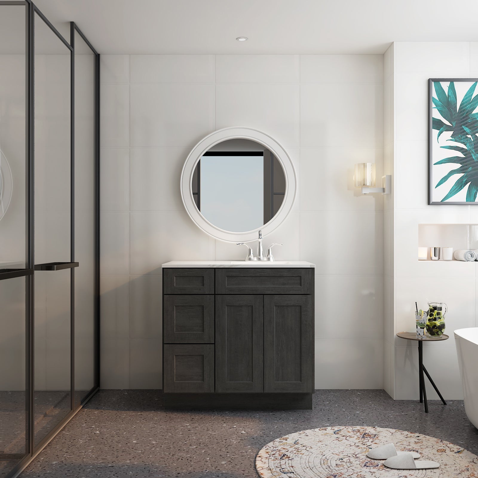 21"Dx36"Wx34-1/2"H Birch Solid Wood Bath Vanity Cabinet without Top V3621DL