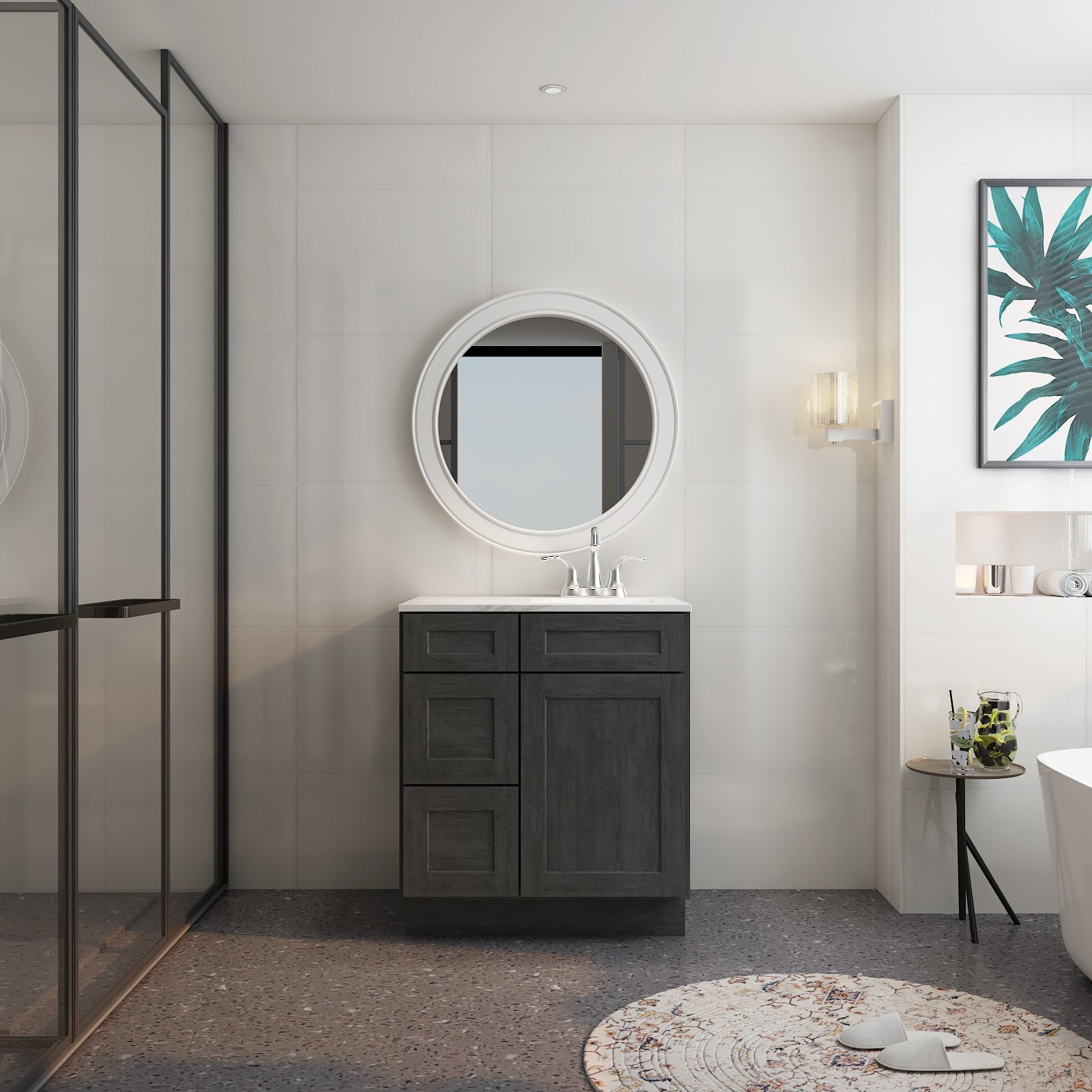 21"Dx30"Wx34-1/2"H Birch Solid Wood Bath Vanity Cabinet without Top V3021DL