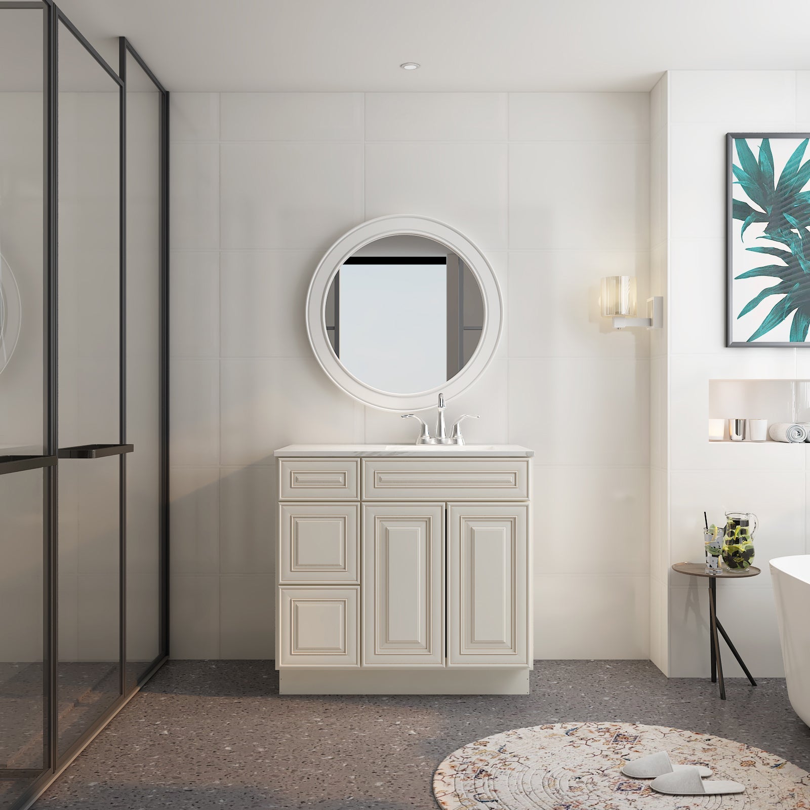 21"Dx36"Wx34-1/2"H Birch Solid Wood Bath Vanity Cabinet without Top V3621DL