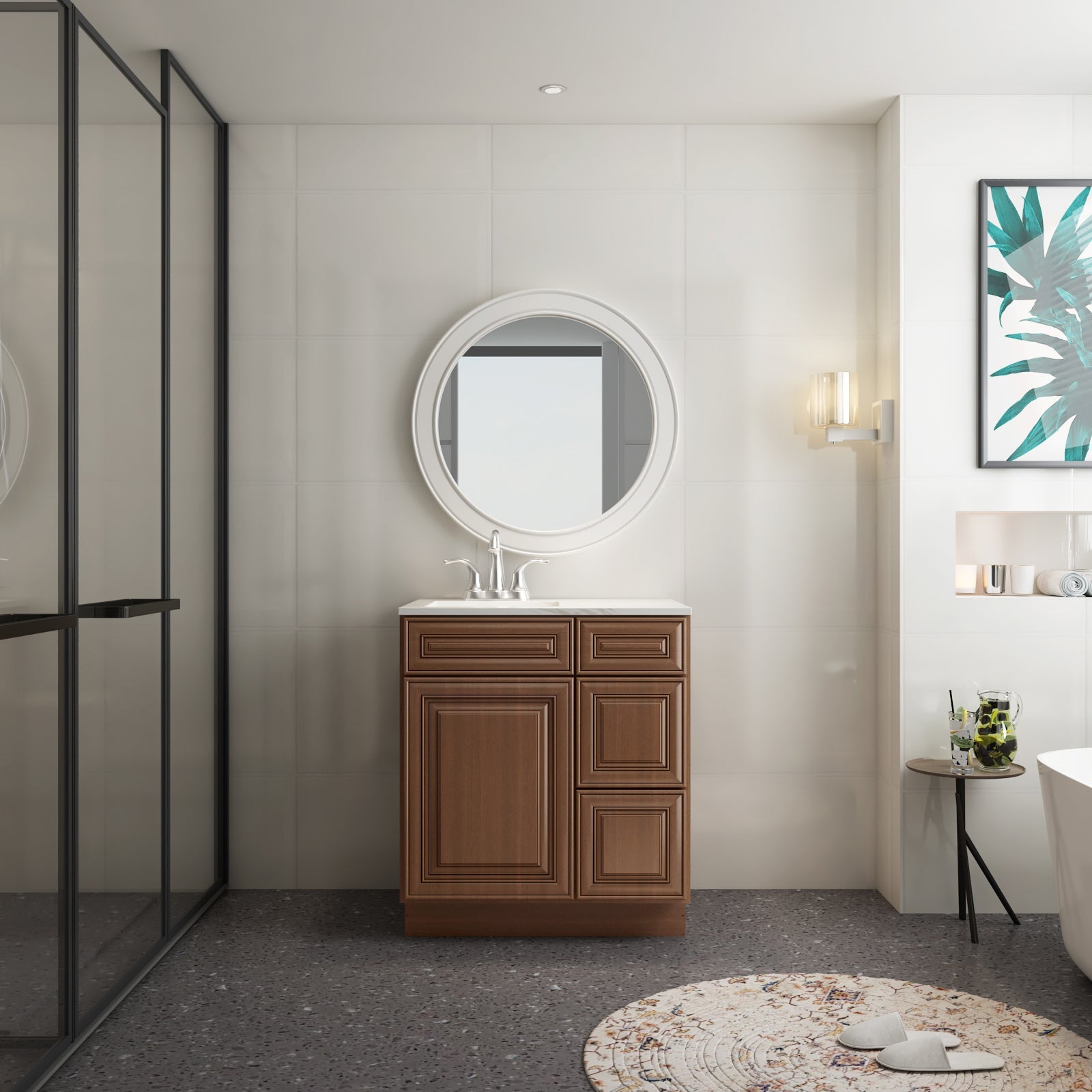 21"Dx30"Wx34-1/2"H Birch Solid Wood Bath Vanity Cabinet without Top V3021DR