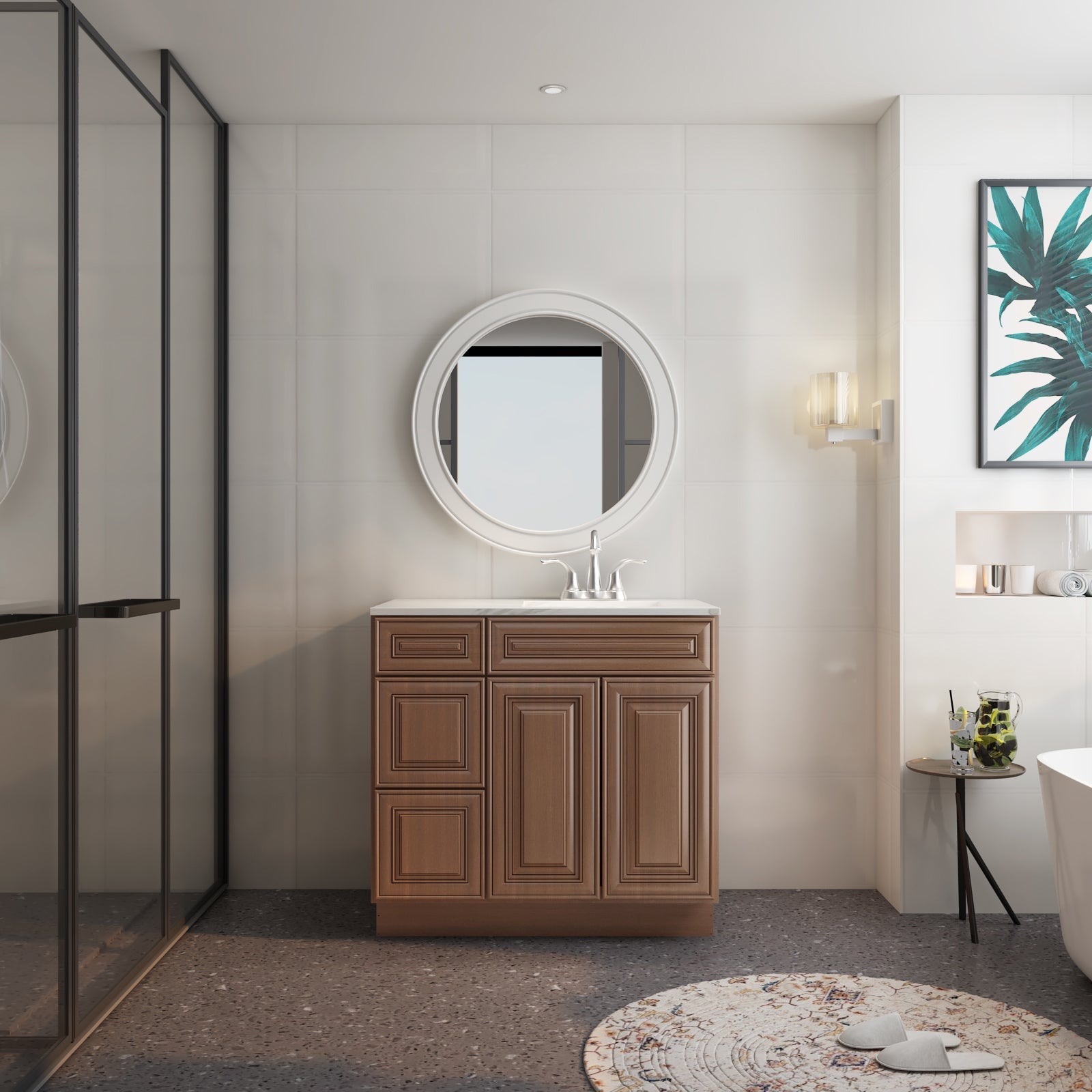 21"Dx36"Wx34-1/2"H Birch Solid Wood Bath Vanity Cabinet without Top V3621DL