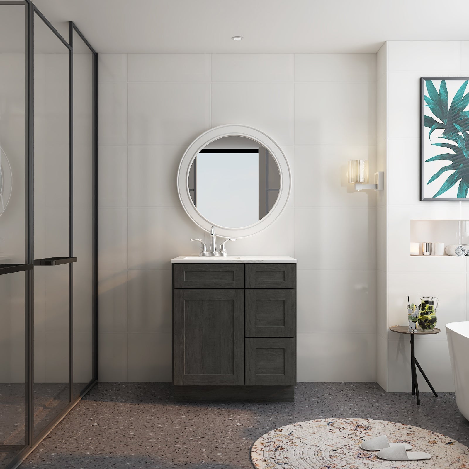 21"Dx30"Wx34-1/2"H Birch Solid Wood Bath Vanity Cabinet without Top V3021DR