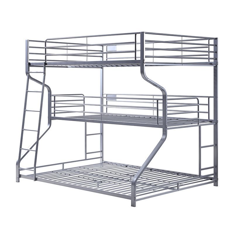 Caius II Bunk Bed - Triple Twin/Full/Queen, Silver (1Set/2Ctn) 37790