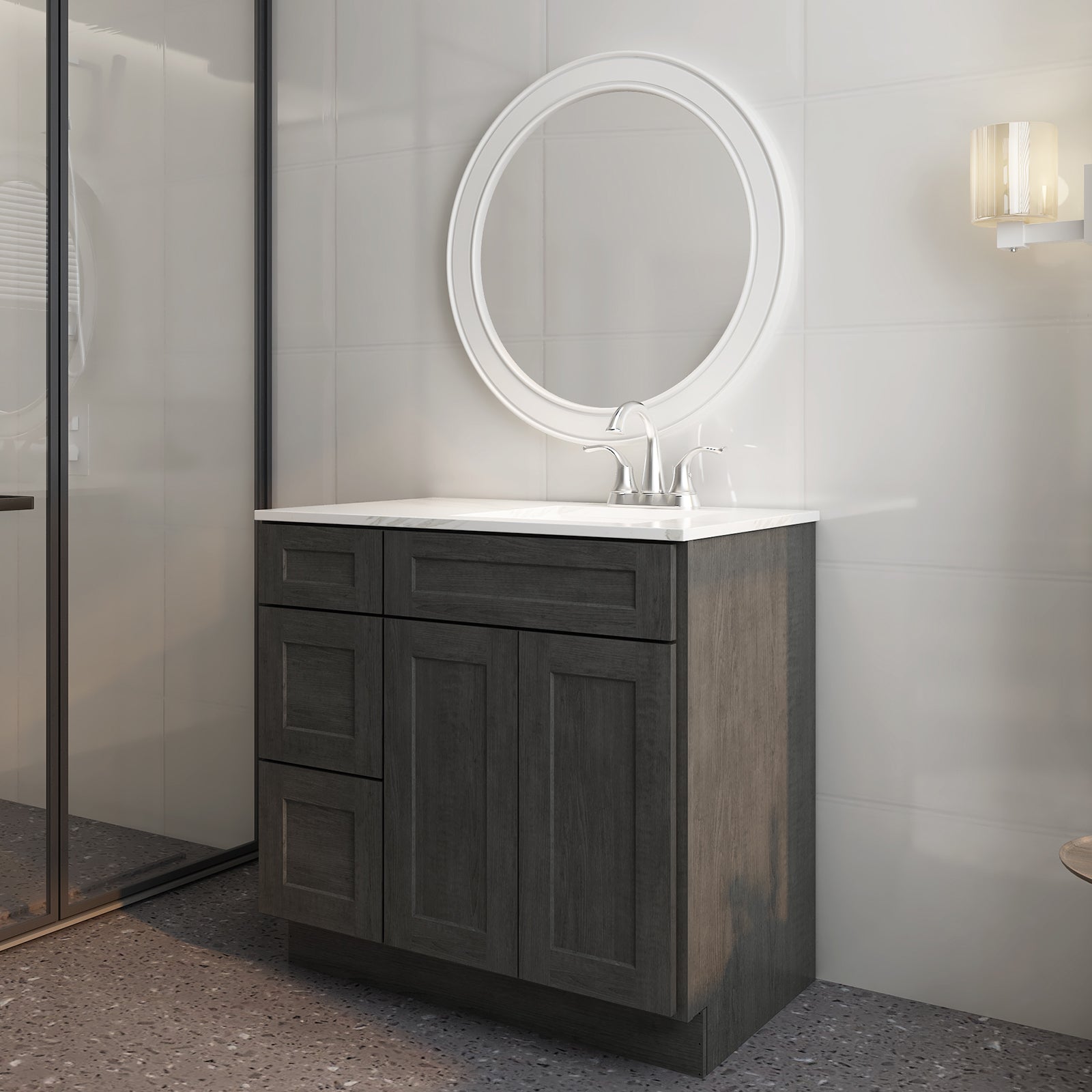 21"Dx36"Wx34-1/2"H Birch Solid Wood Bath Vanity Cabinet without Top V3621DL