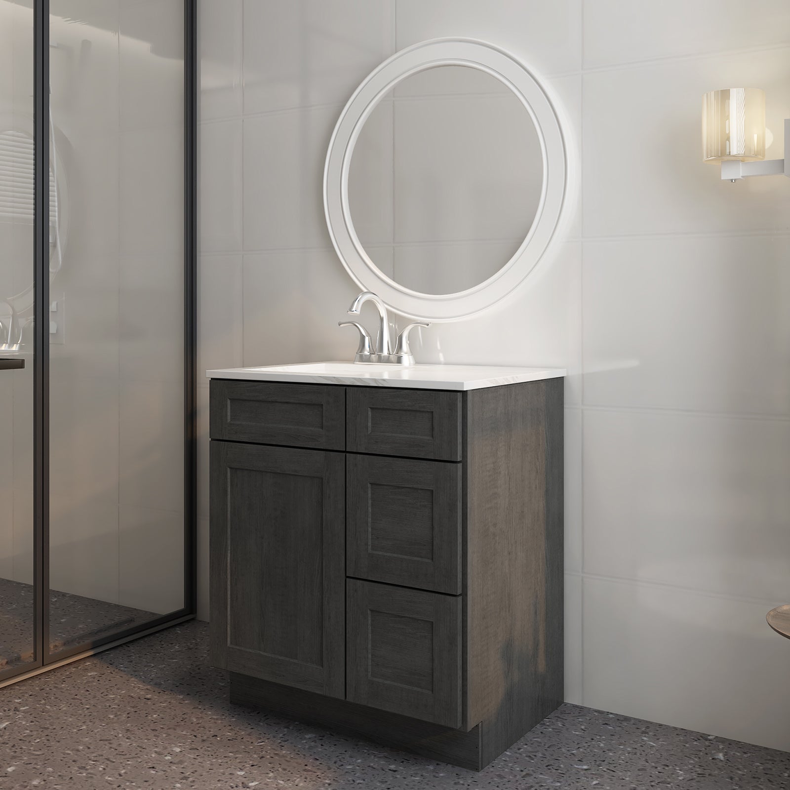 21"Dx30"Wx34-1/2"H Birch Solid Wood Bath Vanity Cabinet without Top V3021DR