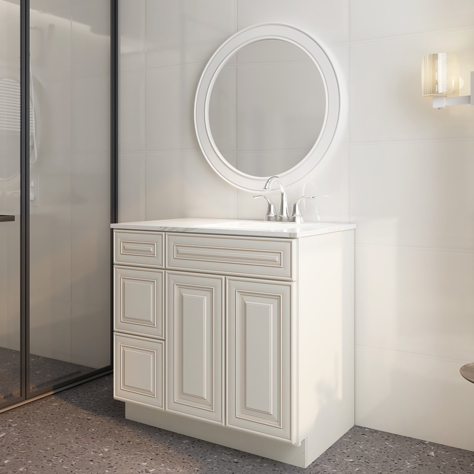 21"Dx36"Wx34-1/2"H Birch Solid Wood Bath Vanity Cabinet without Top V3621DL