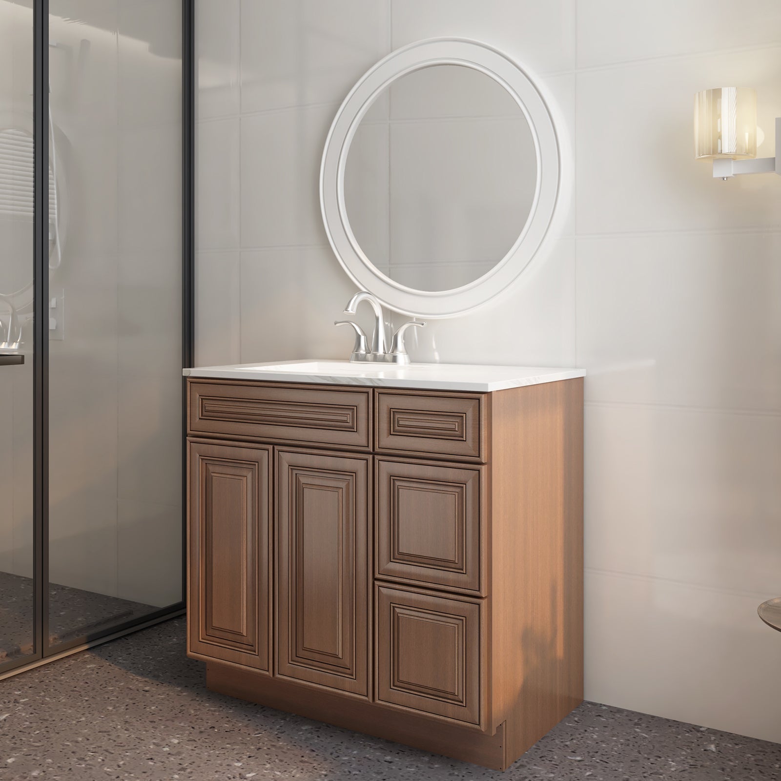 21"Dx36"Wx34-1/2"H Birch Solid Wood Bath Vanity Cabinet without Top V3621DR