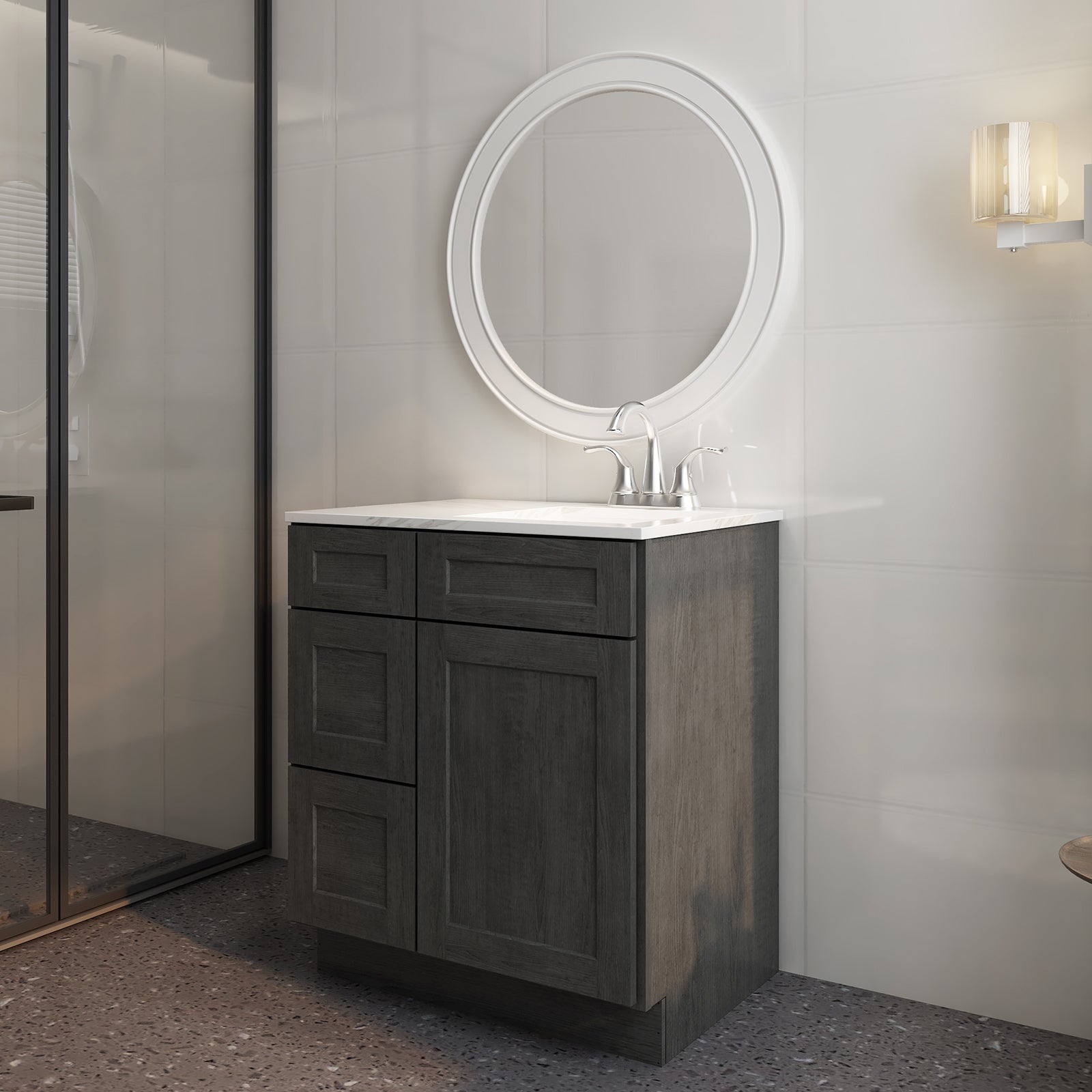 21"Dx30"Wx34-1/2"H Birch Solid Wood Bath Vanity Cabinet without Top V3021DL