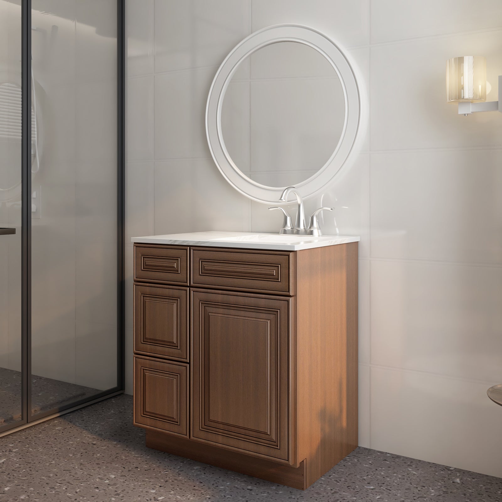 21"Dx30"Wx34-1/2"H Birch Solid Wood Bath Vanity Cabinet without Top V3021DL