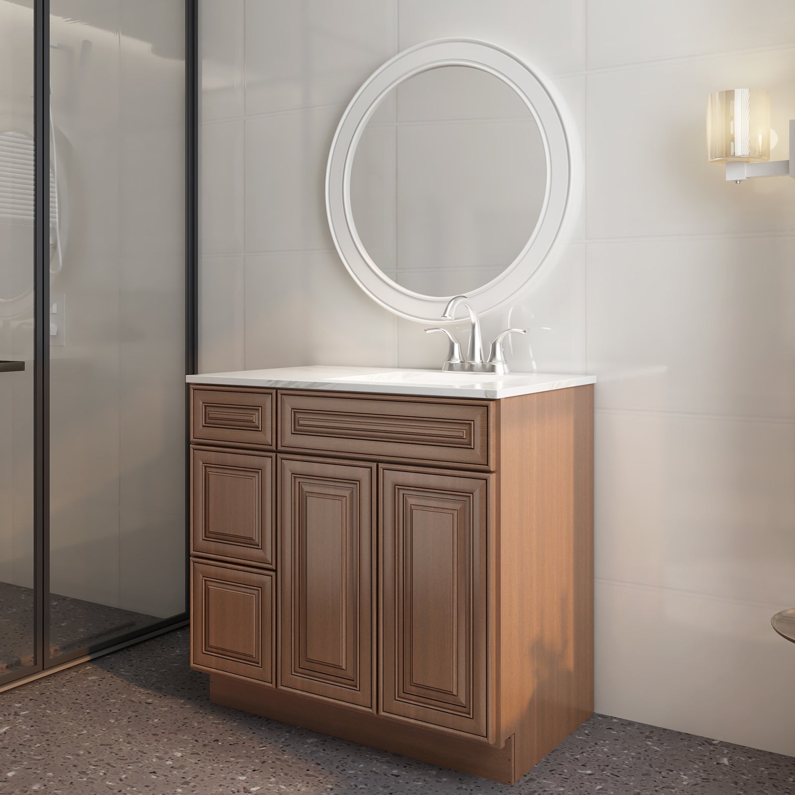 21"Dx36"Wx34-1/2"H Birch Solid Wood Bath Vanity Cabinet without Top V3621DL