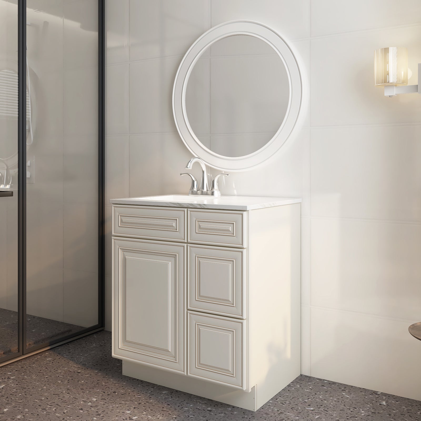 21"Dx30"Wx34-1/2"H Birch Solid Wood Bath Vanity Cabinet without Top V3021DR