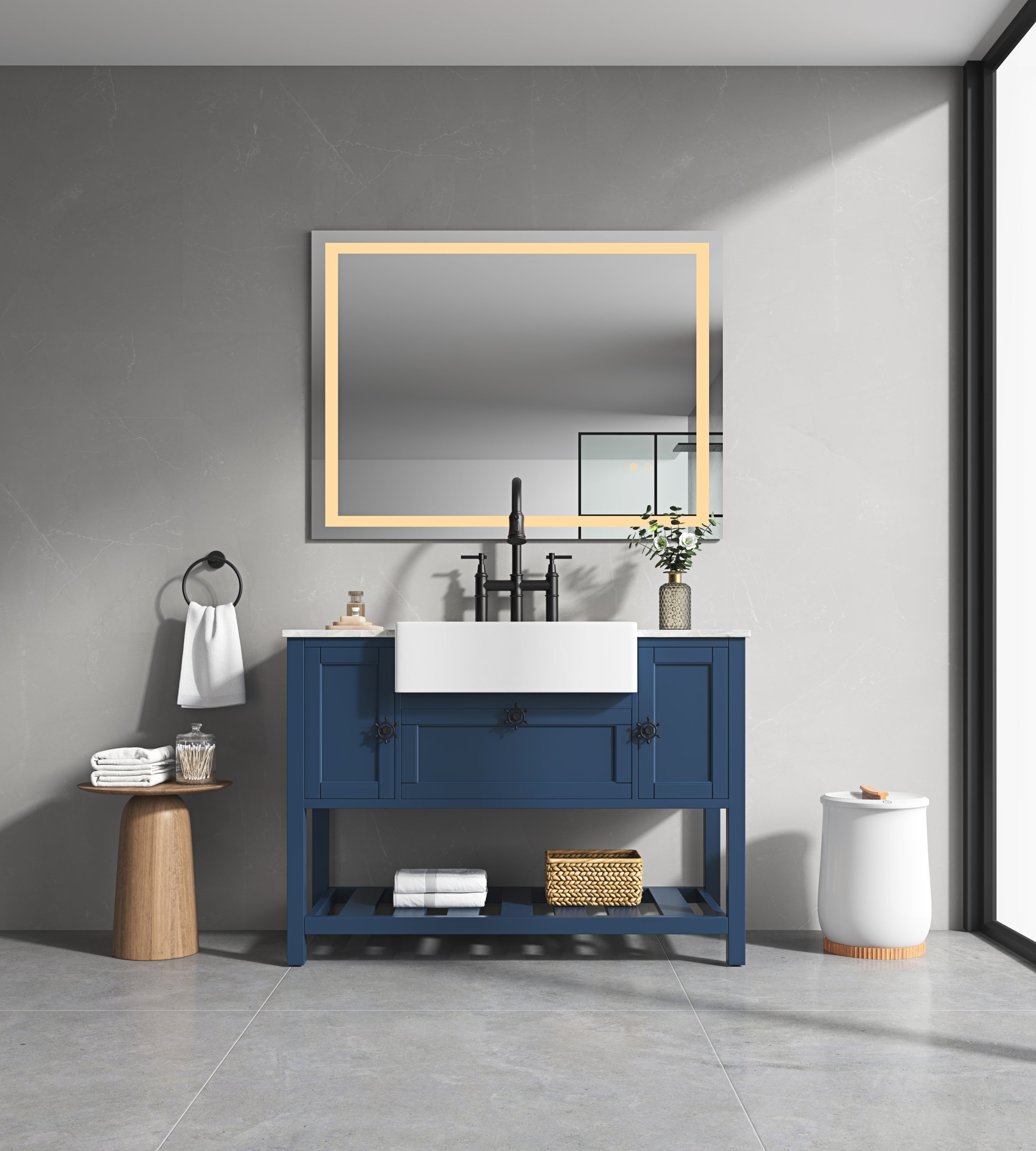 LED Bathroom Mirror 48 "x 36 " with Front and Backlight, Large Dimmable Wall Mirrors with Anti-Fog, Shatter-Proof, Memory, 3Colors, LED Vanity Mirror