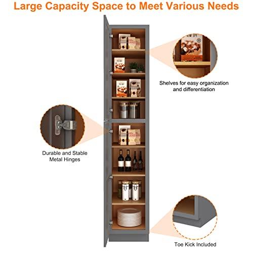 96" High Traditional Freestanding Kitchen Pantry Wall Cabinet with Adjustable Shelves and Doors, a Practical Piece of Furniture for Kitchens, Living Rooms, Checkrooms, Bathrooms and More Buylikepro
