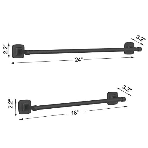 Bathroom Hardware Set Black 5-Piece, Double Towel Bar Toilet Paper Holder Wall Mount Towel Ring Robe Towel Hooks for Bathroom Stainless Steel Bath Accessories Kit Buylikepro