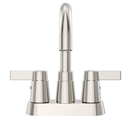 Bathroom Sink Faucet 3 Hole, Faucet for Bathroom Sink High Arc, Brushed Nickel Bathroom Faucet, 2-Handle Centerset Bathroom Faucet with Pop-up Drain and Water Supply Lines, 1.2 GPM Buylikepro