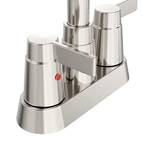 Bathroom Sink Faucet 3 Hole, Faucet for Bathroom Sink High Arc, Brushed Nickel Bathroom Faucet, 2-Handle Centerset Bathroom Faucet with Pop-up Drain and Water Supply Lines, 1.2 GPM Buylikepro