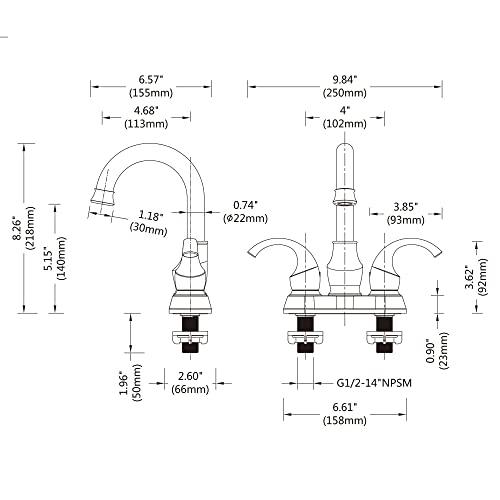 Bathroom Sink Faucet 3 Hole, Faucet for Bathroom Sink High Arc, Brushed Nickel Bathroom Faucet, 2-Handle Centerset Bathroom Faucet with Pop-up Drain and Water Supply Lines, 1.5 GPM Buylikepro