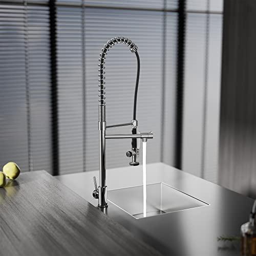 Commercial Kitchen Faucet with Pull Down Sprayer, Single Handle High Pressure Kitchen Sink Faucet with Pre-Rinse, Stainless Steel Kitchen Faucets with Pot Filler, Chrome Buylikepro