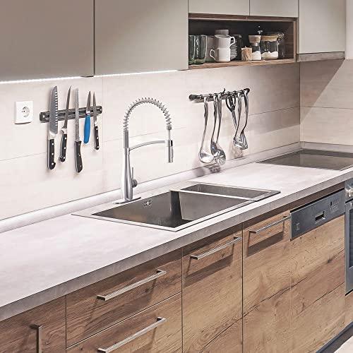Commercial Kitchen Faucet with Sprayer, Single Handle Pull Down Kitchen Faucet, Modern Spring Kitchen Sink Faucet, 3 Hole Stainless Steel Kitchen Faucet Buylikepro