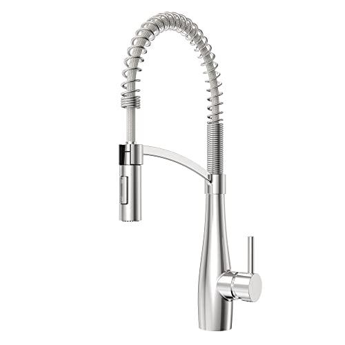 Commercial Kitchen Faucet with Sprayer, Single Handle Pull Down Kitchen Faucet, Modern Spring Kitchen Sink Faucet, Single Hole Stainless Steel Kitchen Faucet Buylikepro