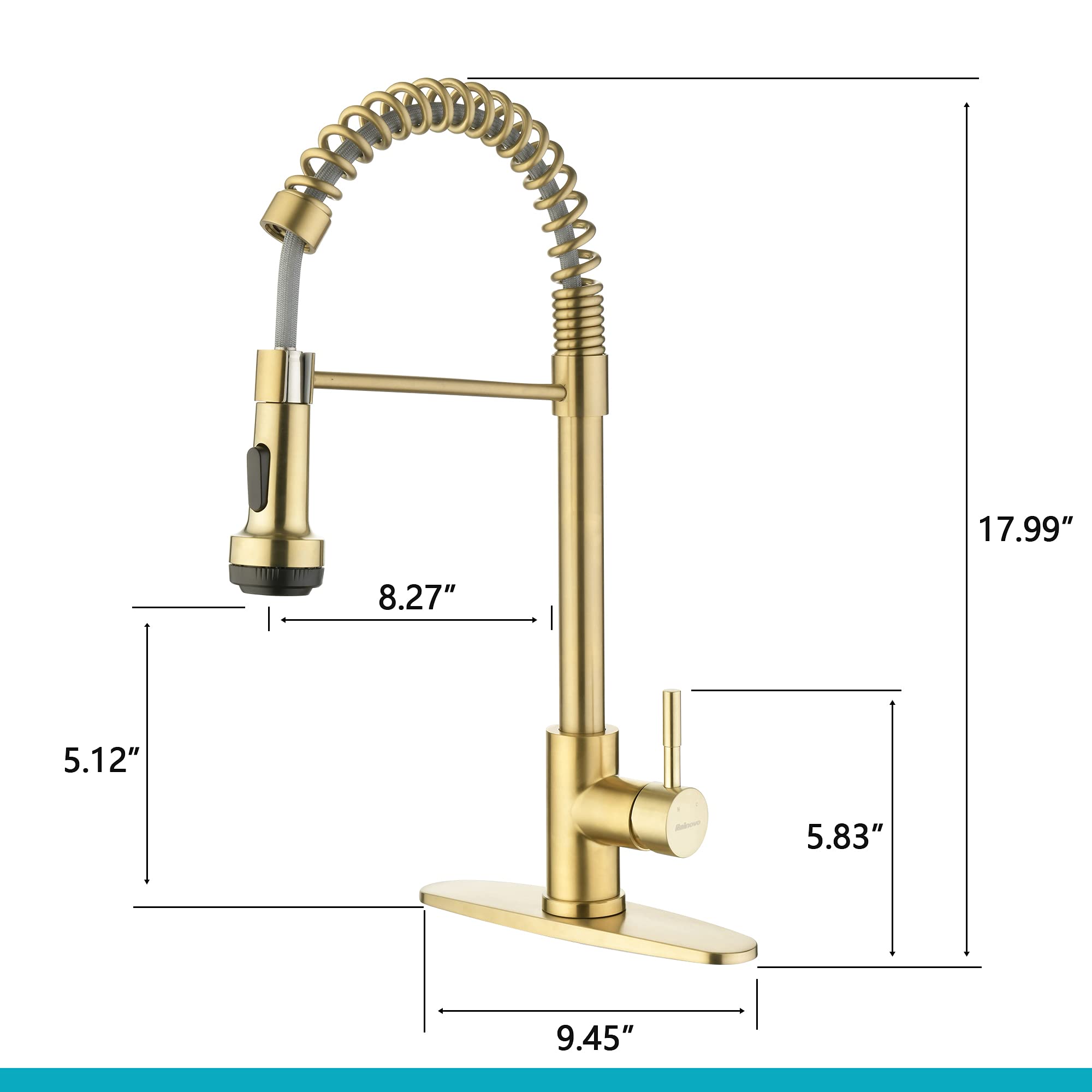 Kitchen Faucet with 4 Mode Pull Down Sprayer Matte Black