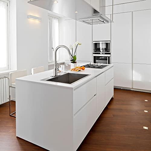 Kitchen Faucet with Pull Down Sprayer Brushed Nickel, 4-Function Single Handle Kitchen Sink Faucet, Modern 3 Hole Solid Brass Kitchen Faucet Buylikepro